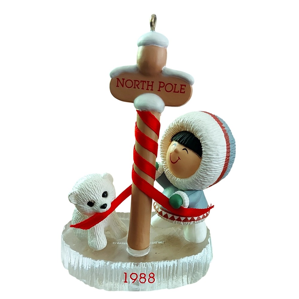 Vintage Hallmark Frosty Friends 1988 Ornament Eskimo Polar Bear North Pole